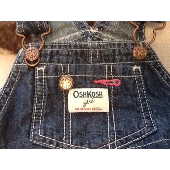 OshKosh Girls Denim Blue Jean Jumper Dress Overalls Layered Skirt 18mths Vestbak - Picture 3 of 6